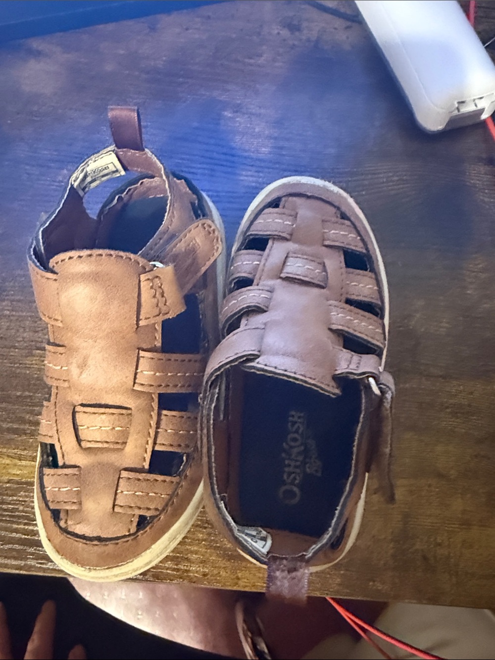 OshKosh B'gosh Tan Brown Leather-Style Kids Fisherman Sandals
